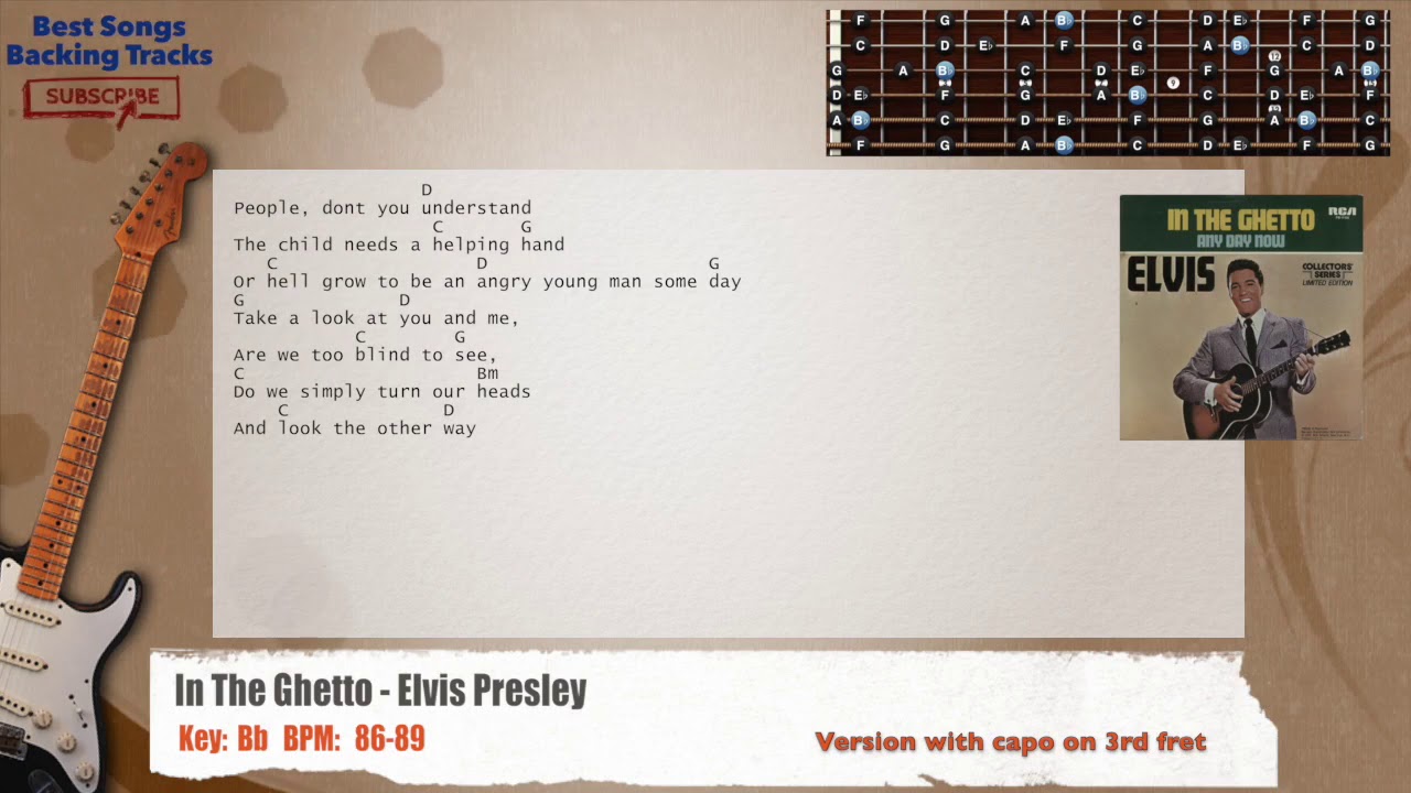 ? In The Ghetto - Elvis Presley Guitar Backing Track with chords and ...