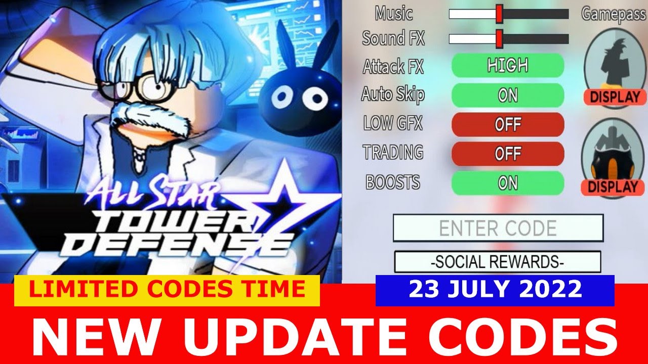 CORRE!! NOVOS CÓDIGOS STARDUTS ALL STAR TOWER DEFENSE 2023 UPDATE NOVOS 7  STAR SHOWCASE GANYU JULY 