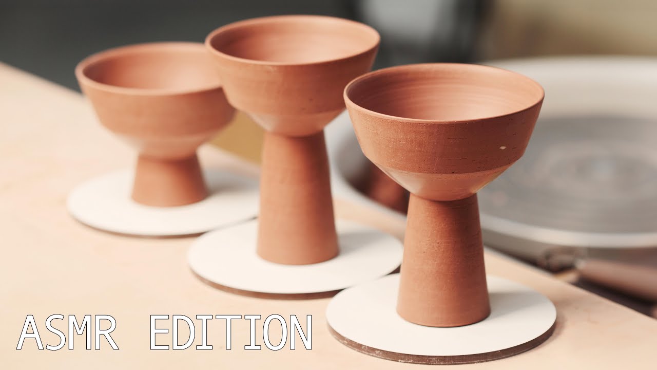 Throwing & Trimming Tall, Stemmed Bowls — ASMR Edition - YouTube