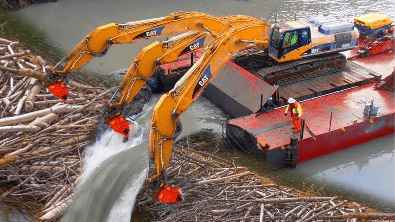 Amazing Fastest Excavator, Truck & Car Operator Fails | Beaver Dam Removal With Biggest Excavator