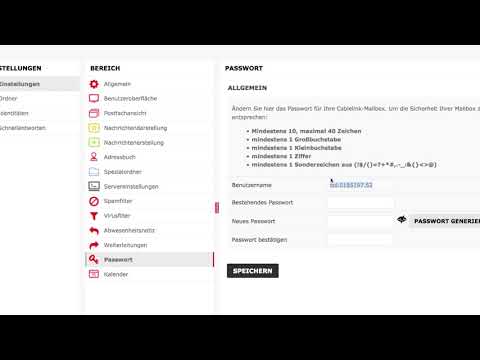 CableLink Webmail - Passwort