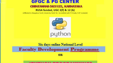 SIX DAY ONLINE FACULTY DEVELOPMENT PROGRAMME ON PYTHON PROGRAMMING