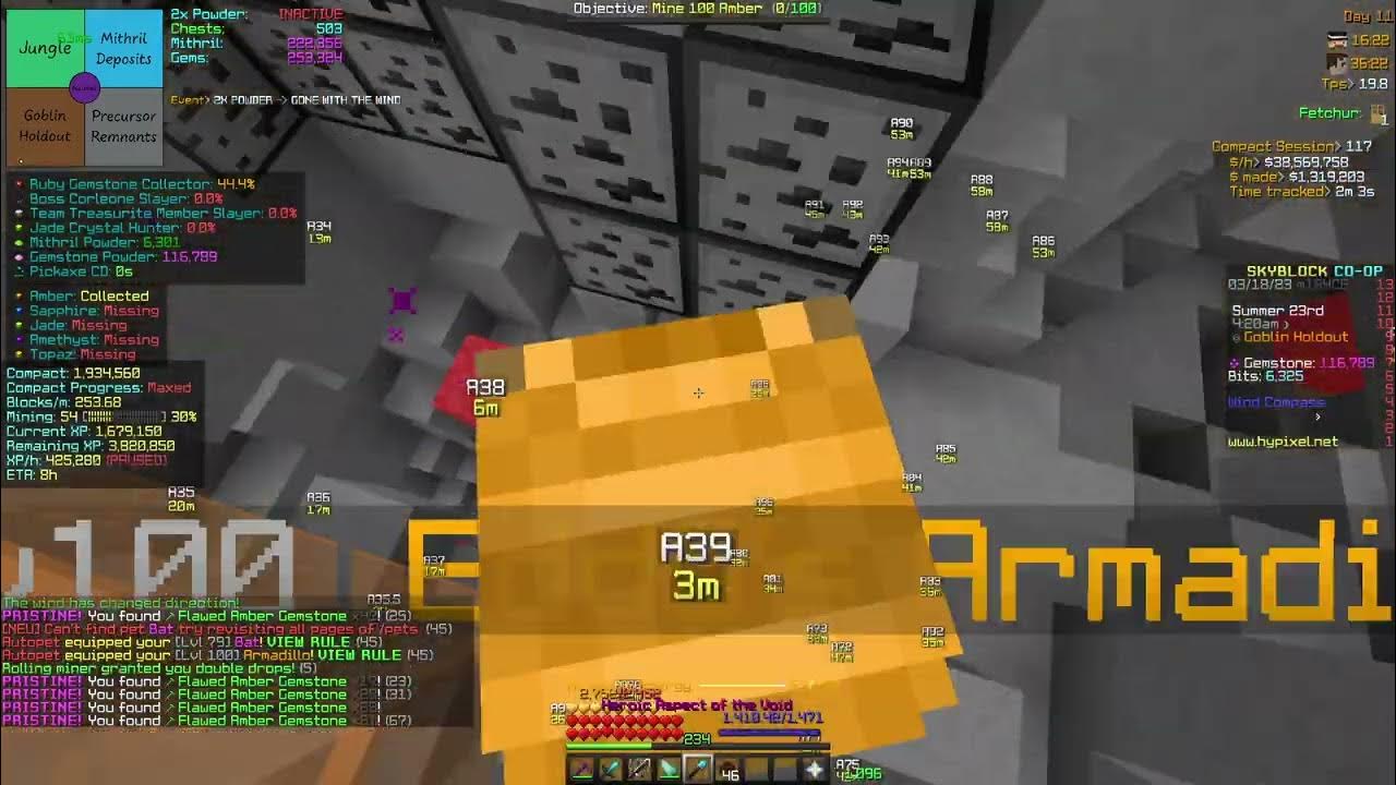 Amber Dillo Mining is Crazy Right Now (45m/h) Hypixel Skyblock YouTube