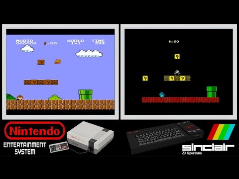 NES vs ZX Spectrum : SUPER MARIO BROS (Side by side comparison