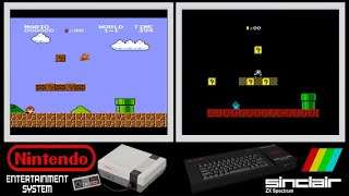 NES vs ZX Spectrum : SUPER MARIO BROS (Side by side comparison