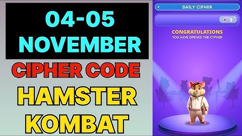 Hamster Kombat Dev Game Daily Cipher 04 & 05 November | Hamster Kombat Daily Cipher Code 4 November