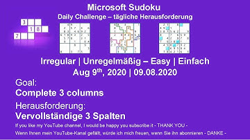 Sudoku Irregular - Easy | Goal: Complete 3 columns | Aug 9, 2020