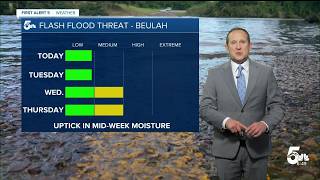 Fewer thunderstorms on Monday as monsoon moisture dries up