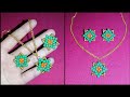 Beaded pendant necklace &amp; earrings simple and super easy to make.how to make elegant Jewelry at home