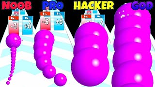 NOOB VS PRO VS HACKER VS GOD in Snake Ball Run 3D screenshot 5