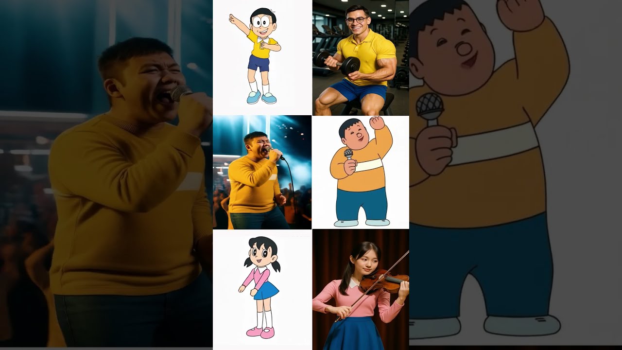 Doraemon Real Life Nobita Shizuka Suneo Jaian Shorts