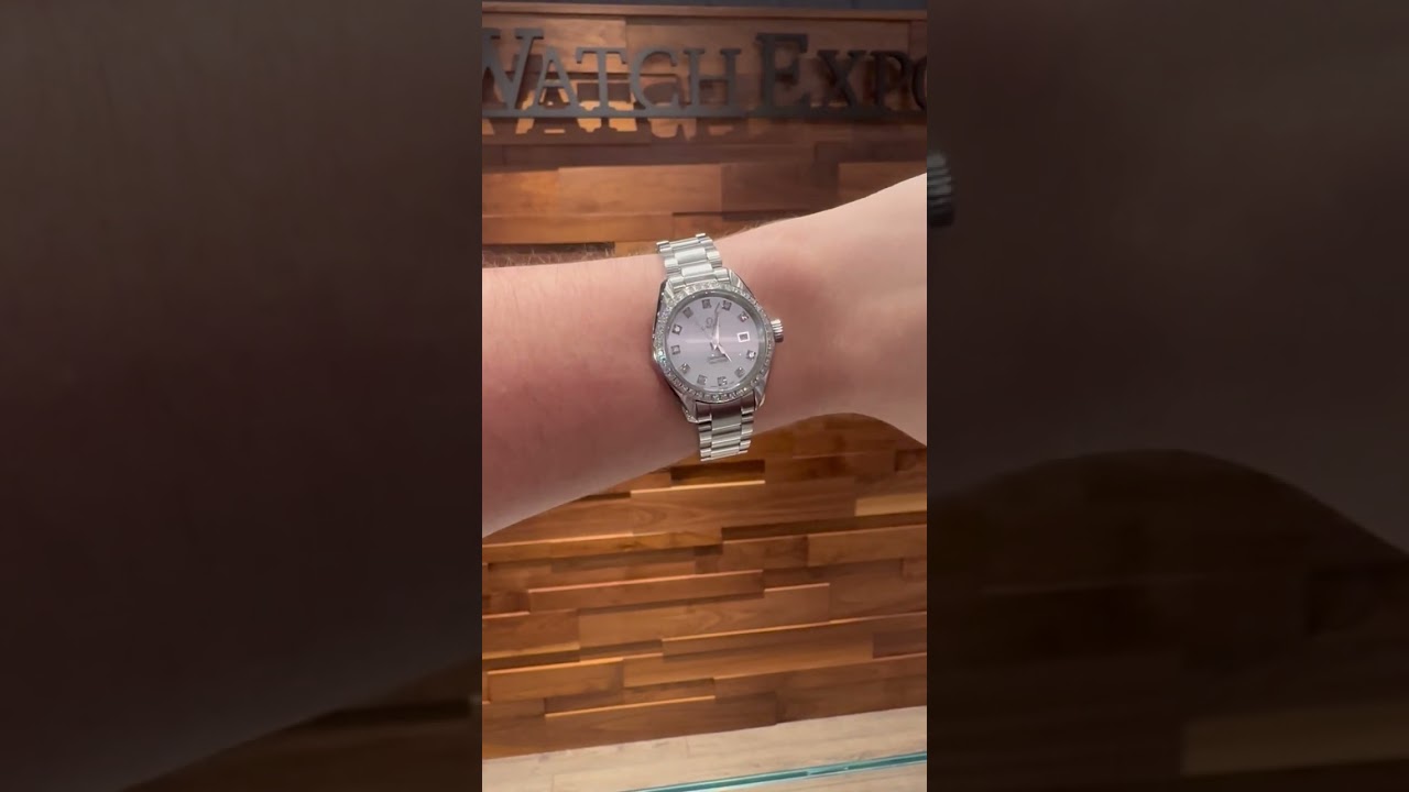 Omega Seamaster Aqua Terra Mother of Pearl Diamond Watch 2579.75.00 Wrist Roll | SwissWatchExpo