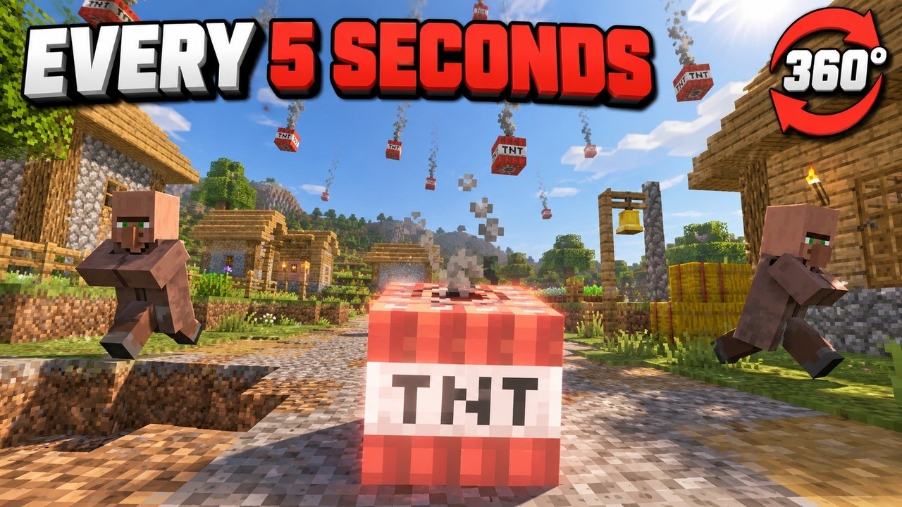 Every 5 Seconds a TNT Lands Next to You in Minecraft 360° - YouTube