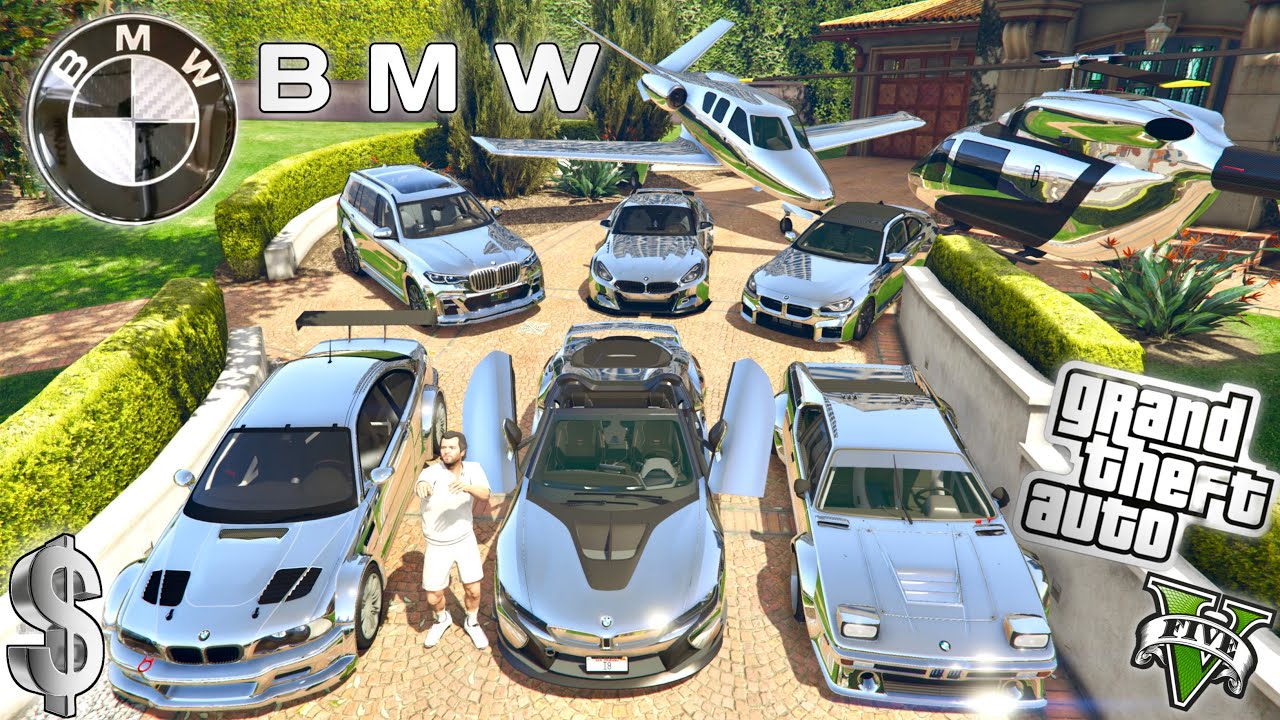 GTA 5 - Stealing Billionaire Silver BMW Cars with Michael! | (GTA V Real Life Cars #96)