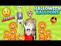 Giant Skeleton BALLOON Air Walker & Halloween Pumpkin LED Balloons Inflating with Helium