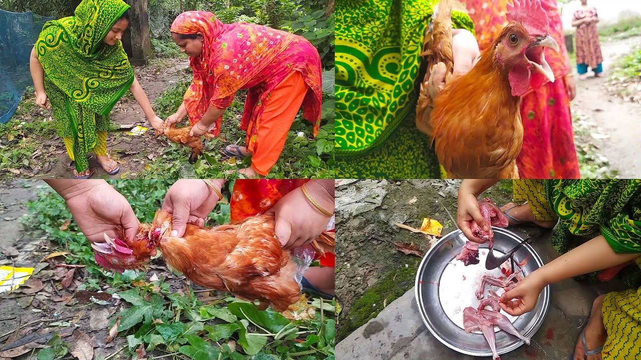 Woman Slaughtering Chickens Woman Slaughtering Chickens