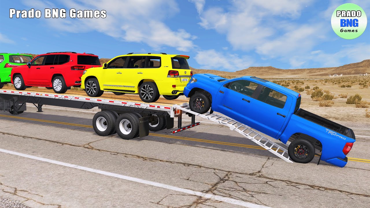 Toyota, Mercedes, тягач и Man: грузовик с бортовой платформой против поезда – BeamNG.drive 347