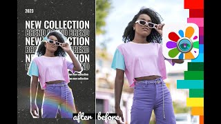 Photo Collage for Fashion Brand | USE TEXT in Photo Studio APP | TUTORIAL screenshot 4