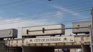 Fast CSX UPS Train on Raised Tracks