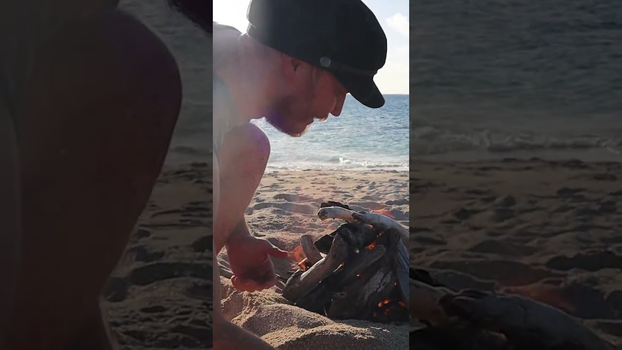 Cooking food on REMOTE SAND ISLAND #shorts