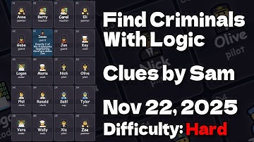 Find Criminals With Logic - Clues by Sam Nov 22, 2025