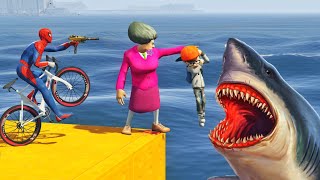 Scary Teacher 3D - Spiderman vs Miss'T Shark Battle in the Sea - tani in trouble - Game Animation