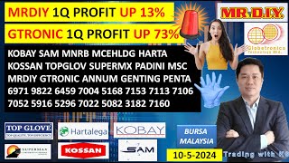 Daily KLSE BURSA UPDATE - 10-5-2024💥MRDIY 1Q PROFIT UP 13%💥GTRONIC 1Q PROFIT UP 73%💥KOBAY SAM MNRB