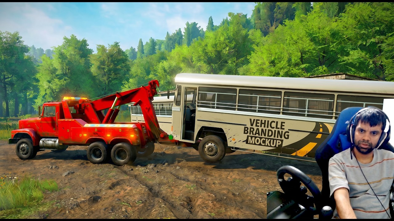බස් එක කැඩිලා | showrunner multiplayer | #snow #snowrunner #srilankabus