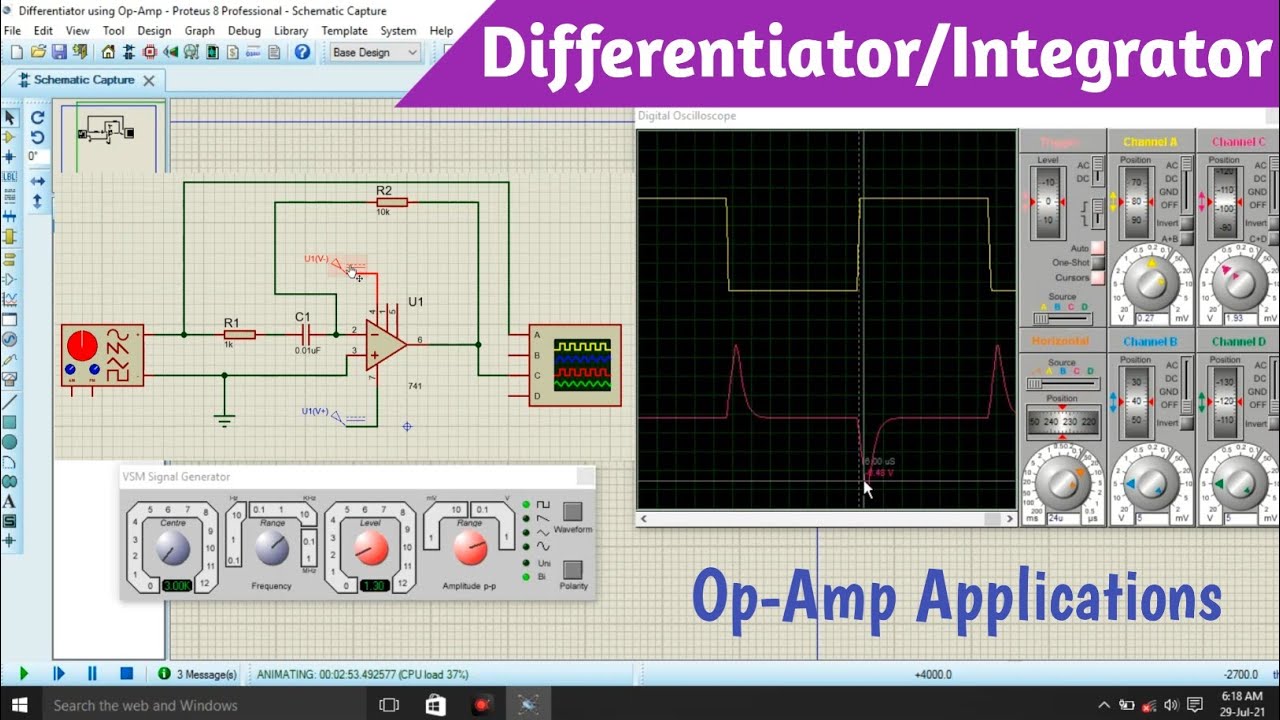How to Simulate Differentiator & Integrator Amplifier Using OpAmp in