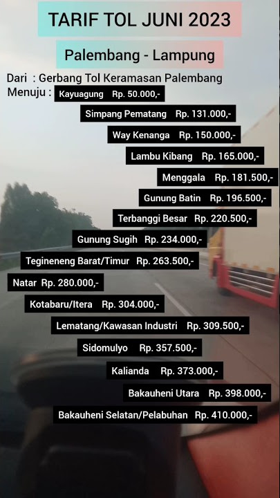 Tarif Tol Palembang Lampung Juni 2023 #shorts