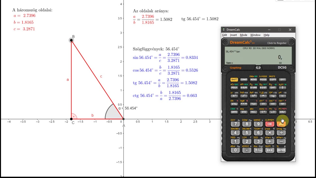 Trigonometria-02: Szögfüggvény értékek meghatározása számológép segítségével
