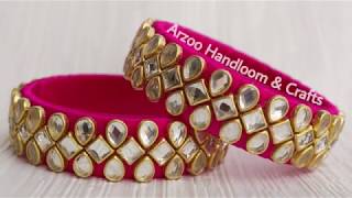 making of silk thread bangles with antique kundan || Kada bangle with latest kundan || Trendy