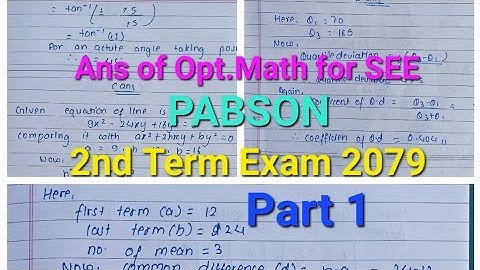 Ans of Opt. Math for SEE, PABSON,2nd Term Exam 2079   by Sristi    Part 1
