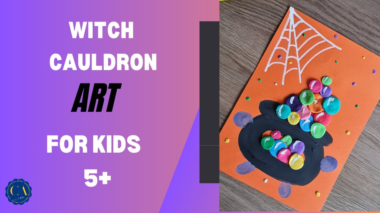 WITCH CAULDRON HALLOWEEN ART LESSON FOR KIDS | #clayart #HalloweenArt # ...