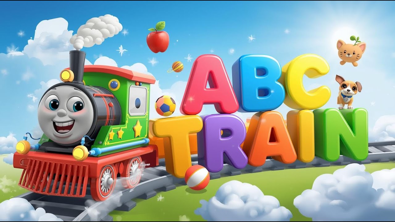 ABC TRAIN Song 🚂 Learn A to Z with Apple to Zebra | Kids Nursery Rhyme ...