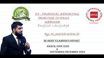 F7 l FINANCIAL REPORTING l PTP WEBINAR l BY M  JUNAID KHALID l ENGLISH