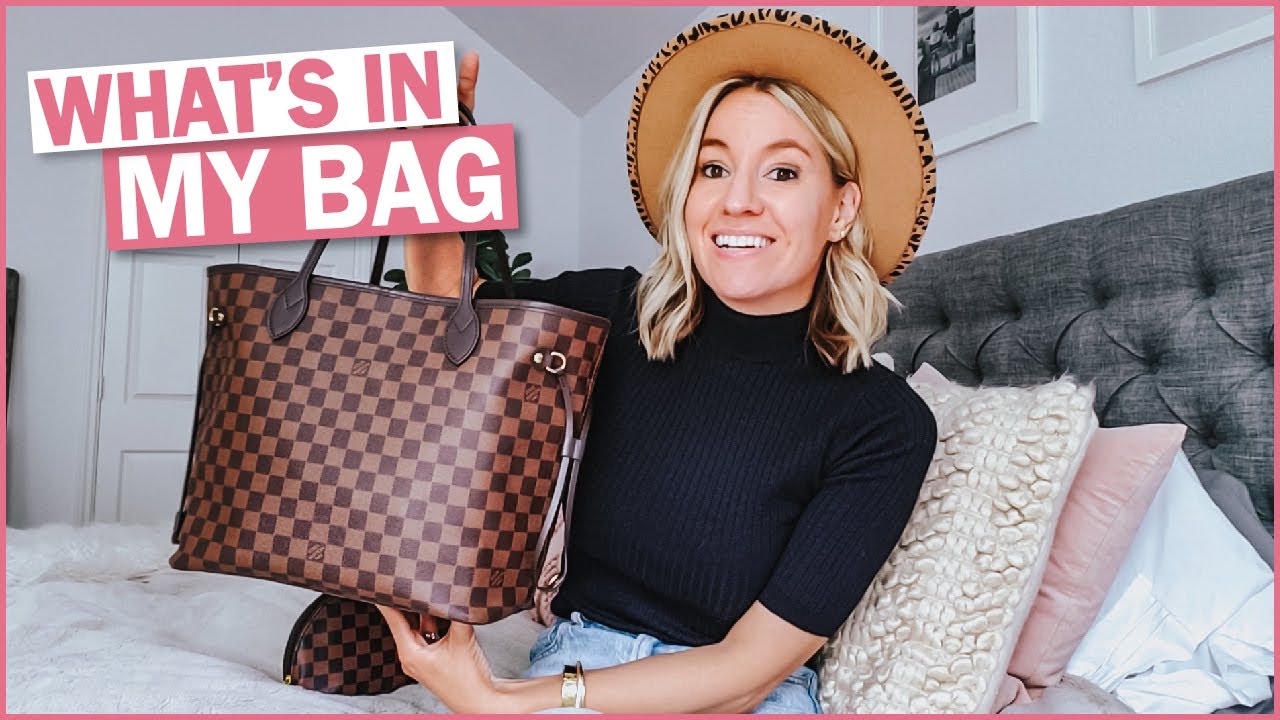 WHAT'S IN MY BAG LOUIS VUITTON NEVERFULL MM DESIGNER DUPE