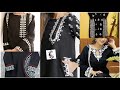 Black Kurta with white embroidery and Lace designing 2023 || BLACK KURTA festival and Eid Designing