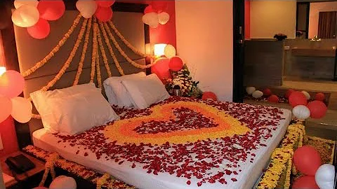 First night room decoration ideas for newly married couple// Harshi designs