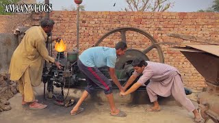 How to start a great old diesel engine with a flame | Best sounding this diesel engine | AMAAN VLOGS