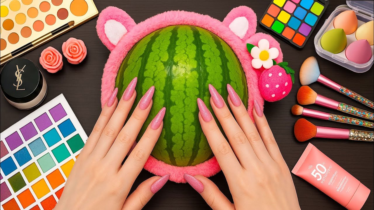 ASMR Makeup on Watermelon (No Talking)