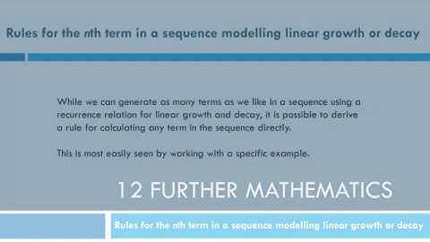 Rules for the nth Term - Linear Growth & Decay