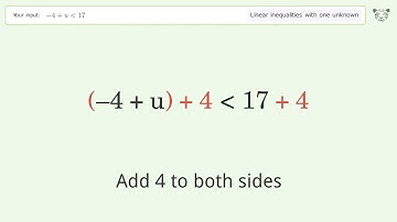 Solving Linear Inequalities: -4+u is Smaller Than 17