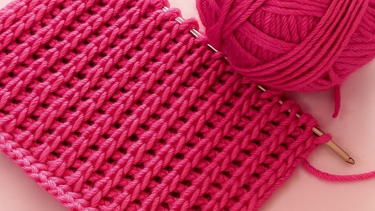 Тунисское вязание крючком ✨️ Похож на лицевую вязку 🪢 Простой узор