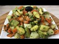 Quick and easy Moroccan salad recipe on a frying pan - 100% healthy vegetarian recipe