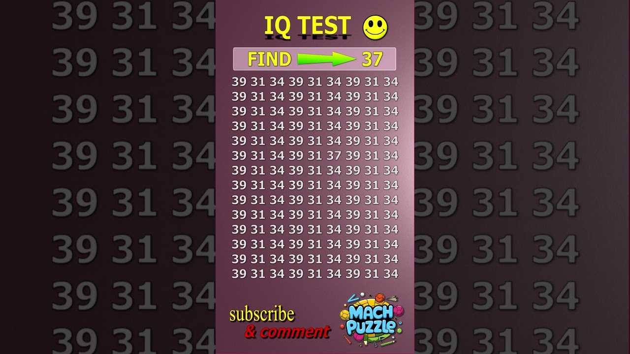 Find 37 where? | Brain Teaser IQ Test #shorts #different #puzzles #opticalillusion #quiz