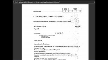 ECZ past paper G12 math