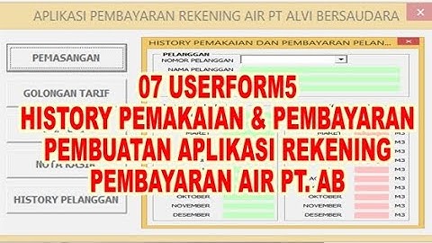 07 Userform5 History Pembayaran & Pemakaian VBA Excel Pembuatan Aplikasi Pembayaran Rekening Air 