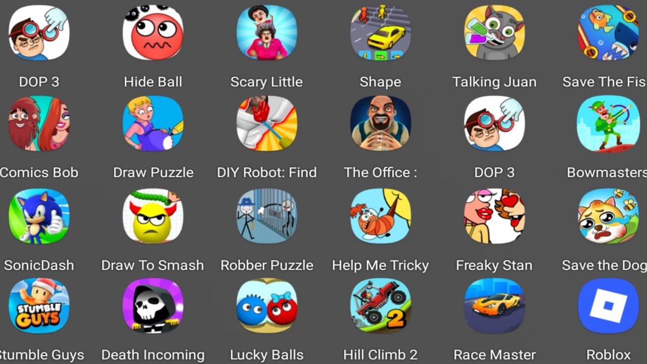 Roblox,Scary Little,Stumble Guys,Freaky Stan,DOP 3,Diy Robot,Race Master GAMEPLAY