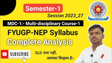 VBU Sem-1, Multidisciplinary Course (MDC3) || FYUGP-NEP Syllabus